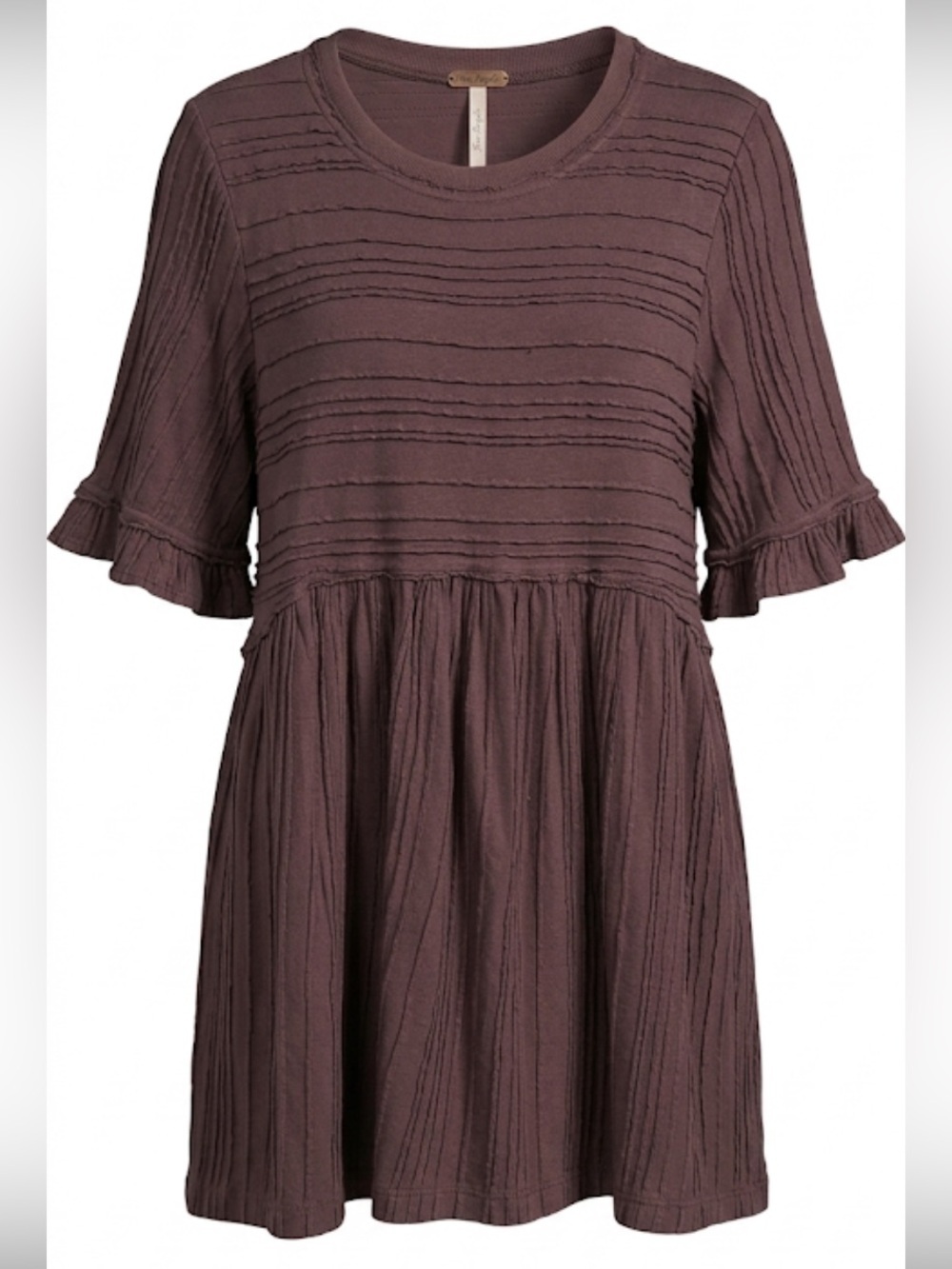Free People Plum Textured Babydoll Mini Dress Medium